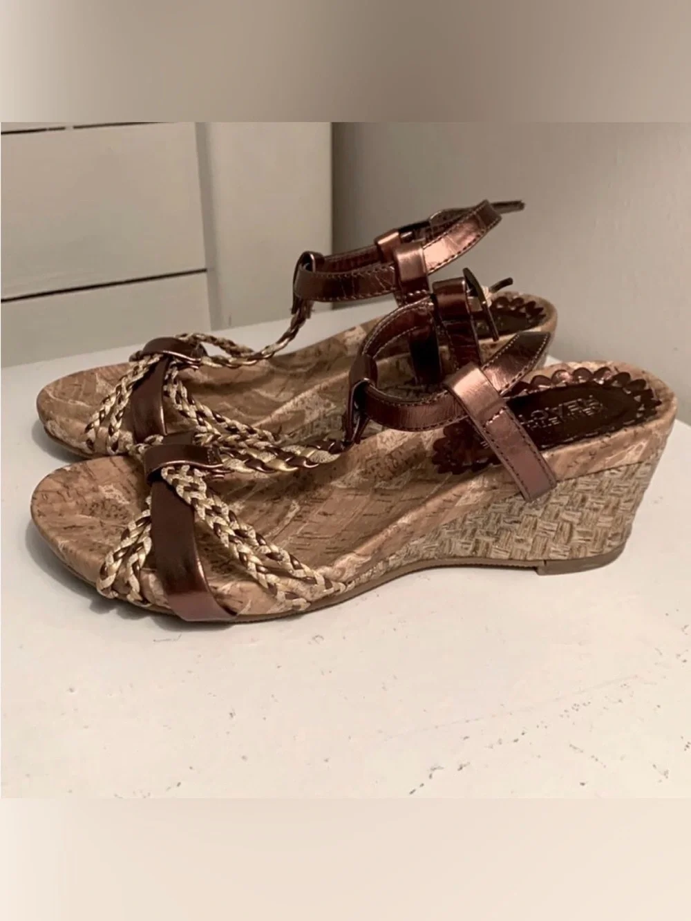 Kenneth Cole Reaction | Girls My Swirl Bronze Braided Strappy Cork Wedge Sandals